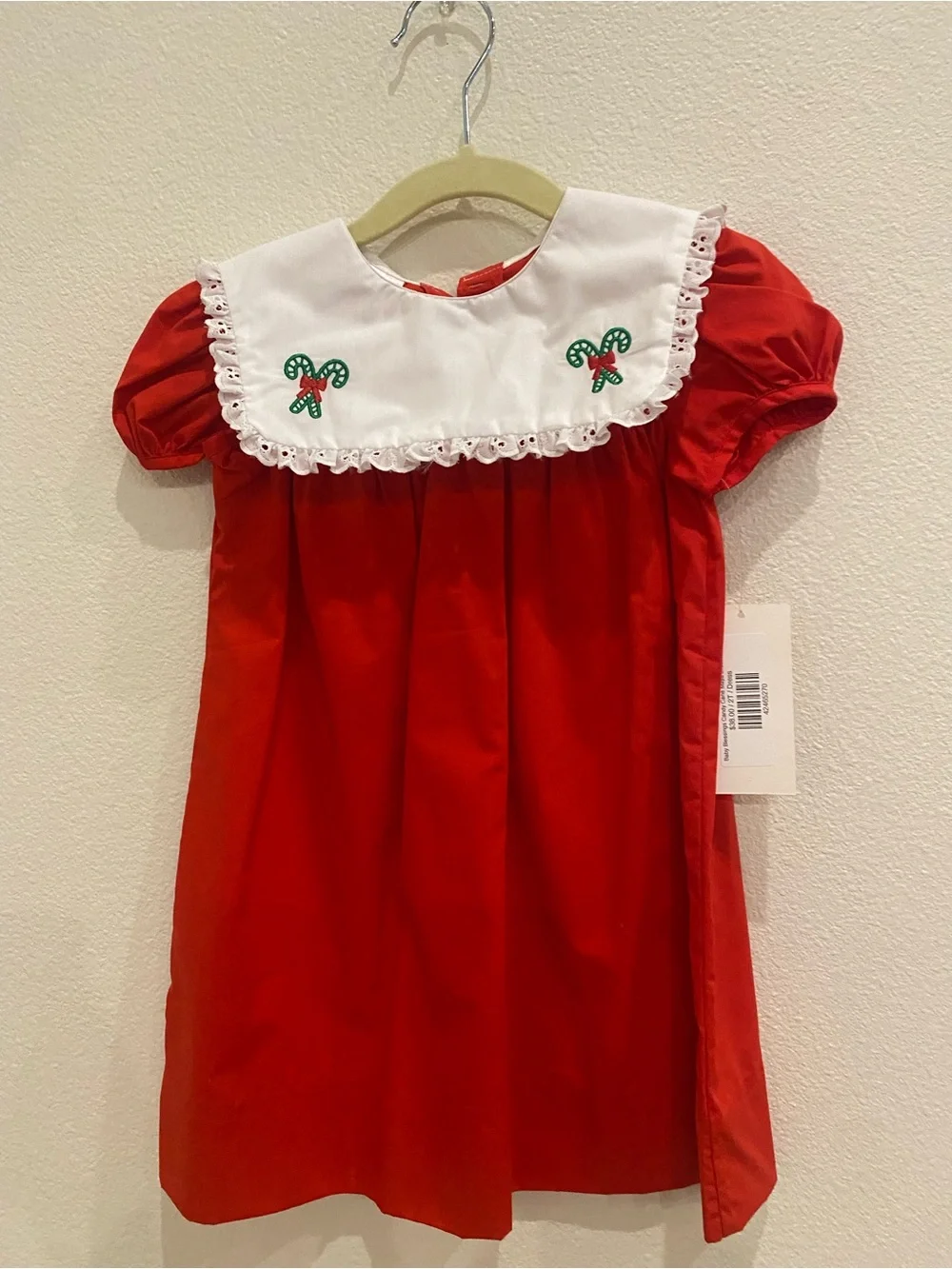Boutique Red Candy Cane Yoke Girls' Dress - Christmas